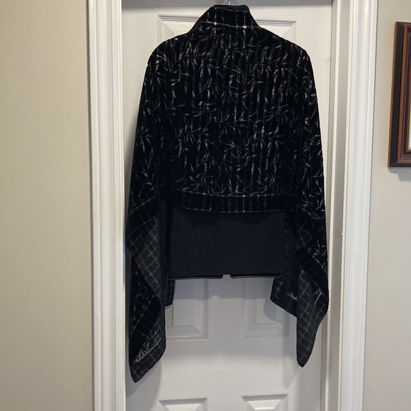 NWOT - Black Velvet Pashmina Shawl Silver Thread Embossed Bamboo Floral … - Picture 11 of 16